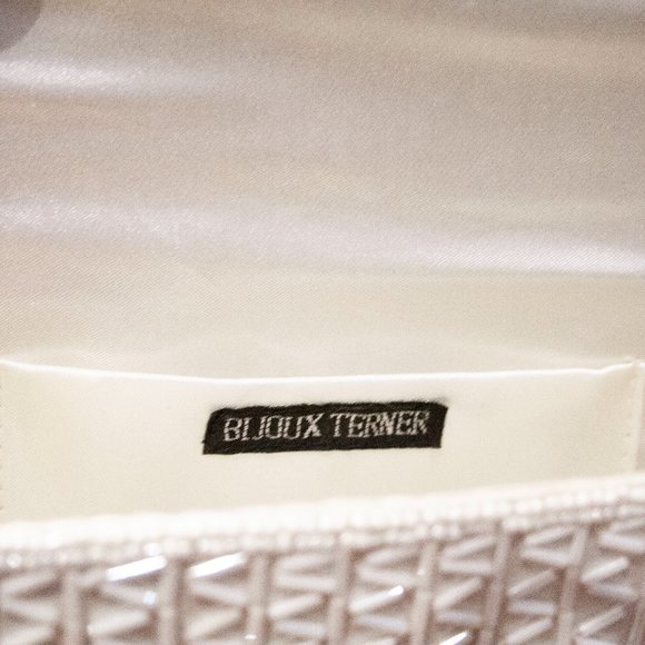 VINTAGE - BIJOUX TERNER White Beaded Evening Bag Clutch - Picture 7 of 7